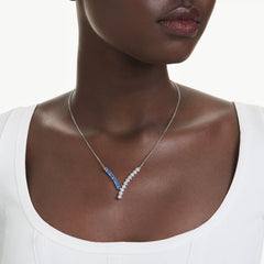 Matrix pendant Mixed cuts, Blue, Rhodium plated