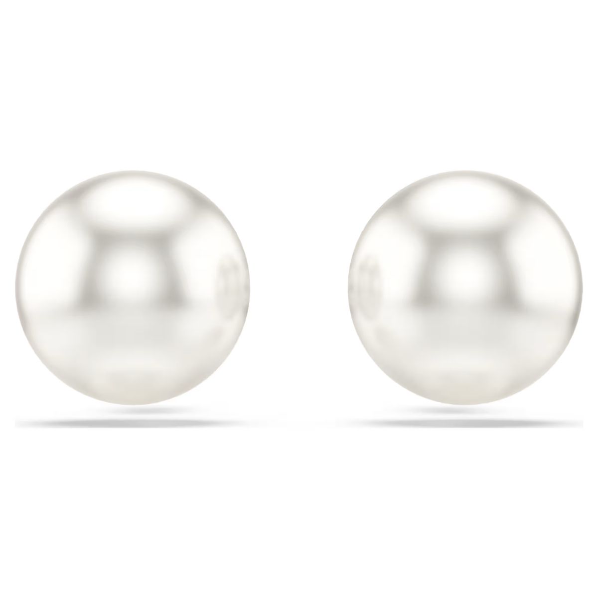 Matrix stud earrings Crystal pearl, White, Rhodium plated