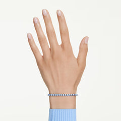 Matrix Tennis bracelet Round cut, Blue, Ruthenium plated