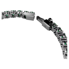Matrix Tennis bracelet Round cut, Green, Ruthenium plated