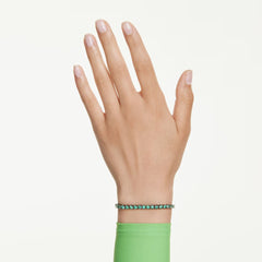 Matrix Tennis bracelet Round cut, Green, Ruthenium plated