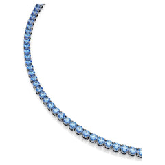 Matrix Tennis necklace Round cut, Blue, Ruthenium plated