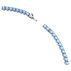 Matrix Tennis necklace Round cut, Blue, Ruthenium plated