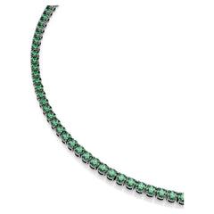 Matrix Tennis necklace Round cut, Green, Ruthenium plated