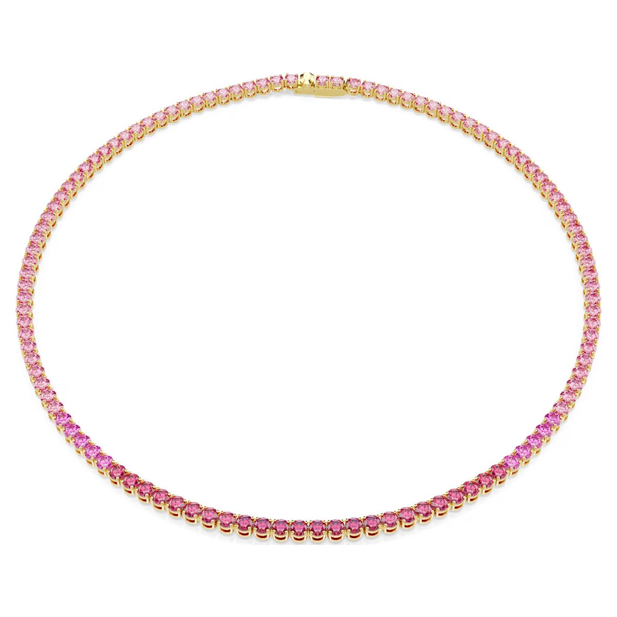 Matrix Tennis necklace Round cut, Pink, Gold-tone plated