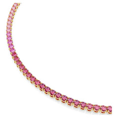 Matrix Tennis necklace Round cut, Pink, Gold-tone plated