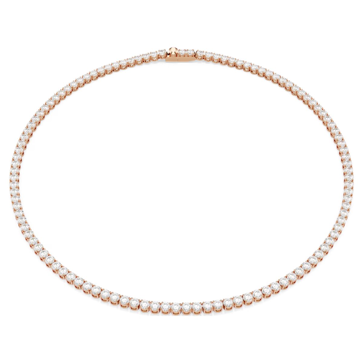 Matrix Tennis necklace Round cut, White, 18K rose gold plated