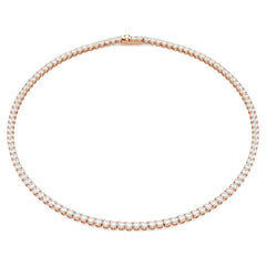 Matrix Tennis necklace Round cut, White, 18K rose gold plated