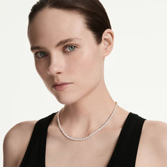 Matrix Tennis necklace Round cut, White, 18K rose gold plated
