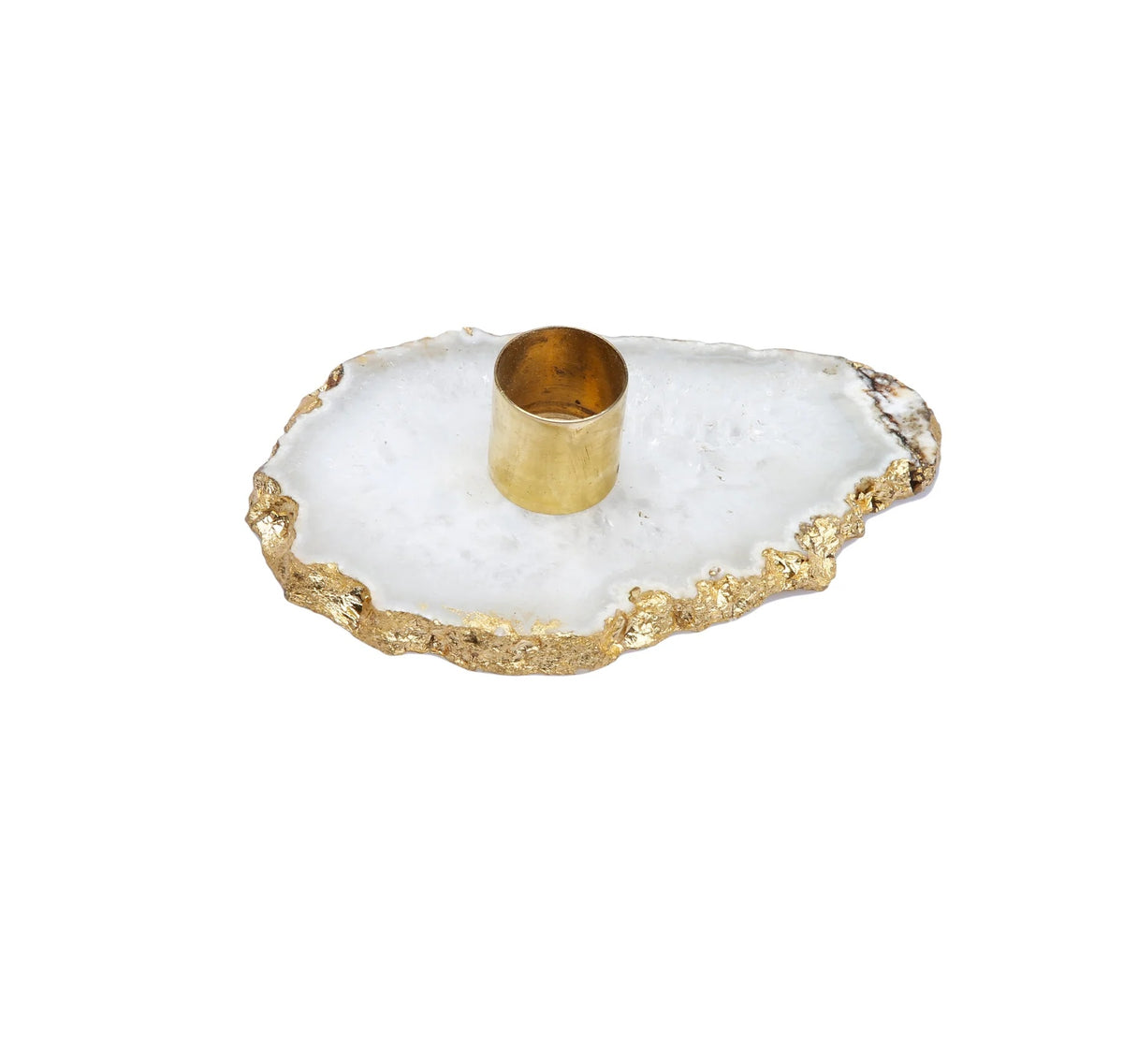 Flat Agate Stone Candle Holder