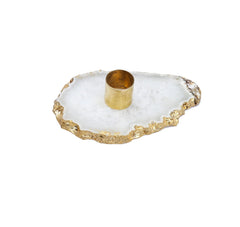 Flat Agate Stone Candle Holder