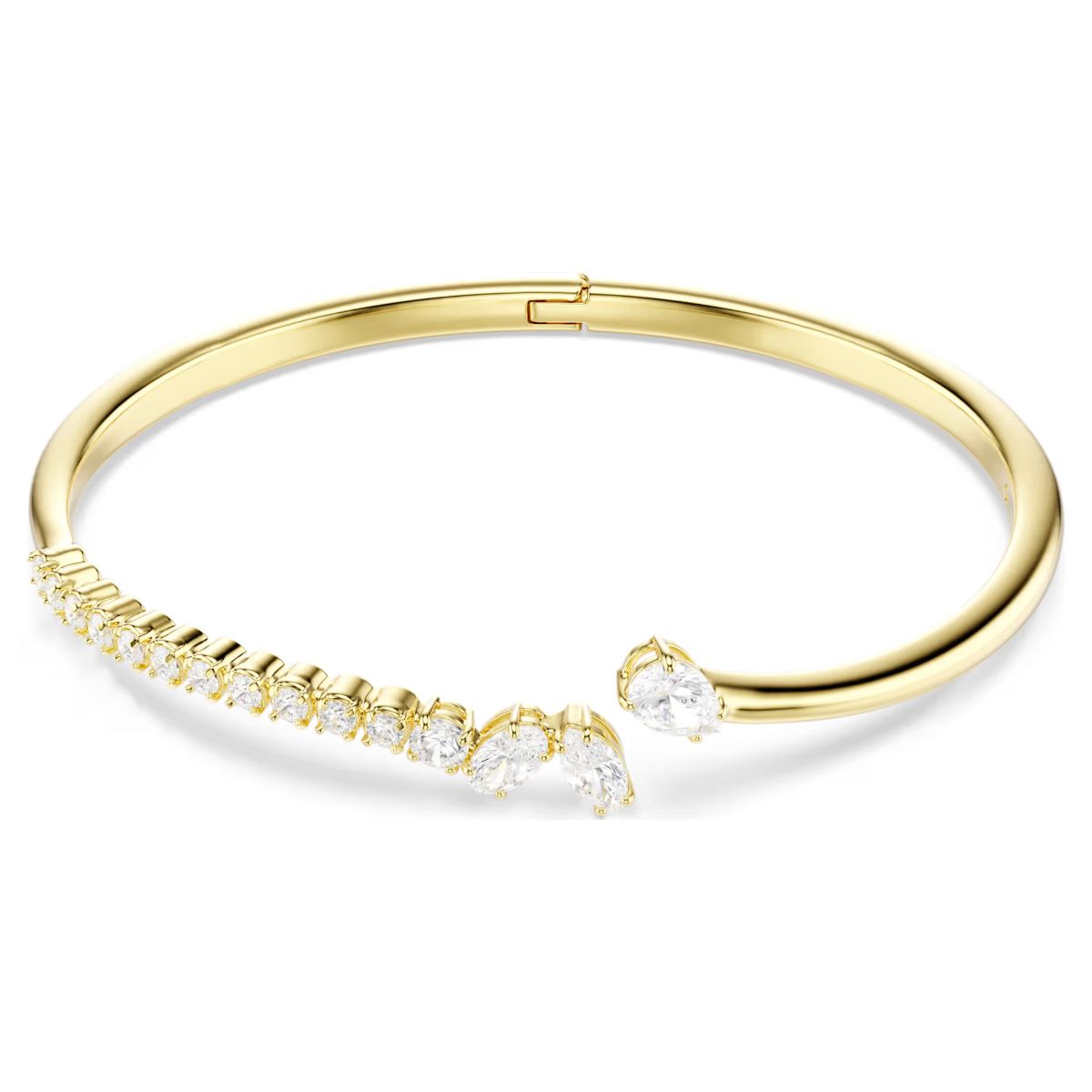Mesmera bangle Mixed cuts, White, 18K gold plated