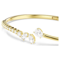 Mesmera bangle Mixed cuts, White, 18K gold plated