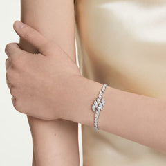 Mesmera bracelet Marquise cut, White, Rhodium plated