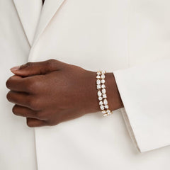 Mesmera bracelet Mixed cuts, White, Gold-tone plated