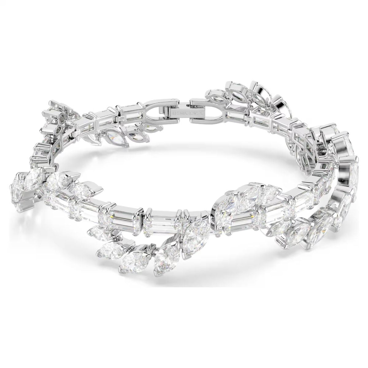 Mesmera bracelet Mixed cuts, White, Rhodium plated