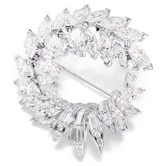 Mesmera brooch Marquise cut, White, Rhodium plated