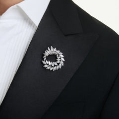 Mesmera brooch Marquise cut, White, Rhodium plated