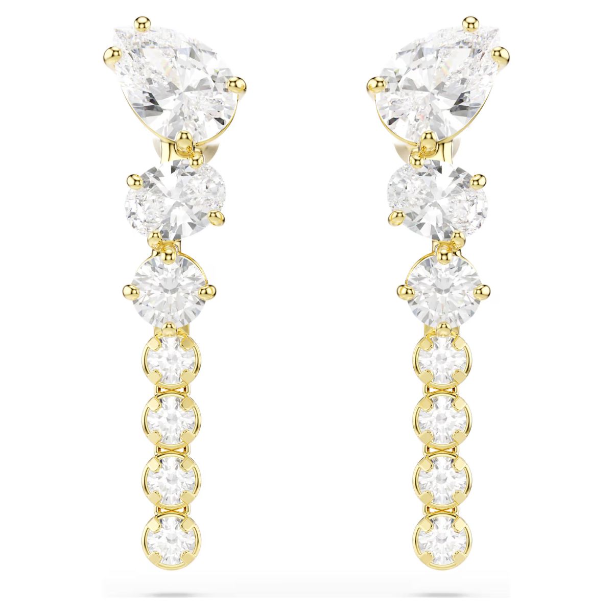 Mesmera drop earrings Mixed cuts, White, 18K gold plated