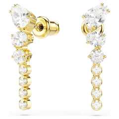 Mesmera drop earrings Mixed cuts, White, 18K gold plated