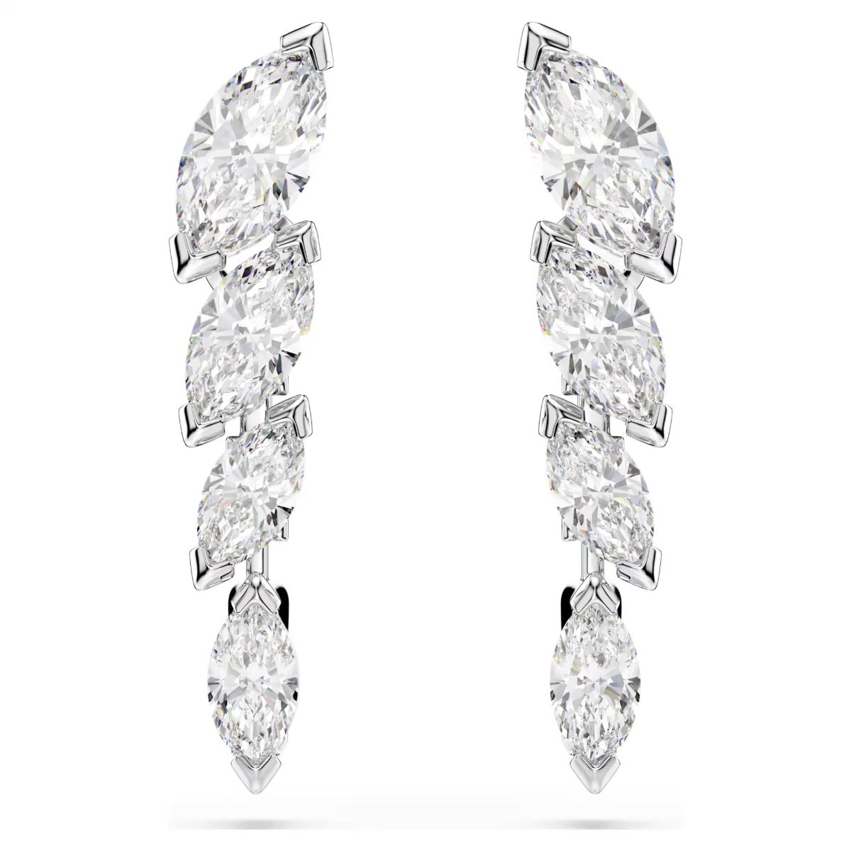 Mesmera earrings Marquise cut, White, Rhodium plated
