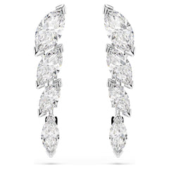 Mesmera earrings Marquise cut, White, Rhodium plated