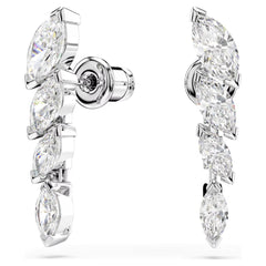 Mesmera earrings Marquise cut, White, Rhodium plated