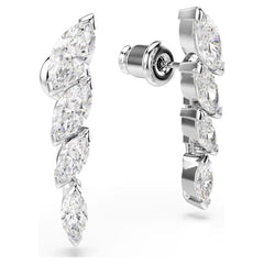 Mesmera earrings Marquise cut, White, Rhodium plated