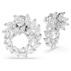 Mesmera hoop earrings Marquise cut, White, Rhodium plated