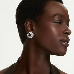 Mesmera hoop earrings Marquise cut, White, Rhodium plated