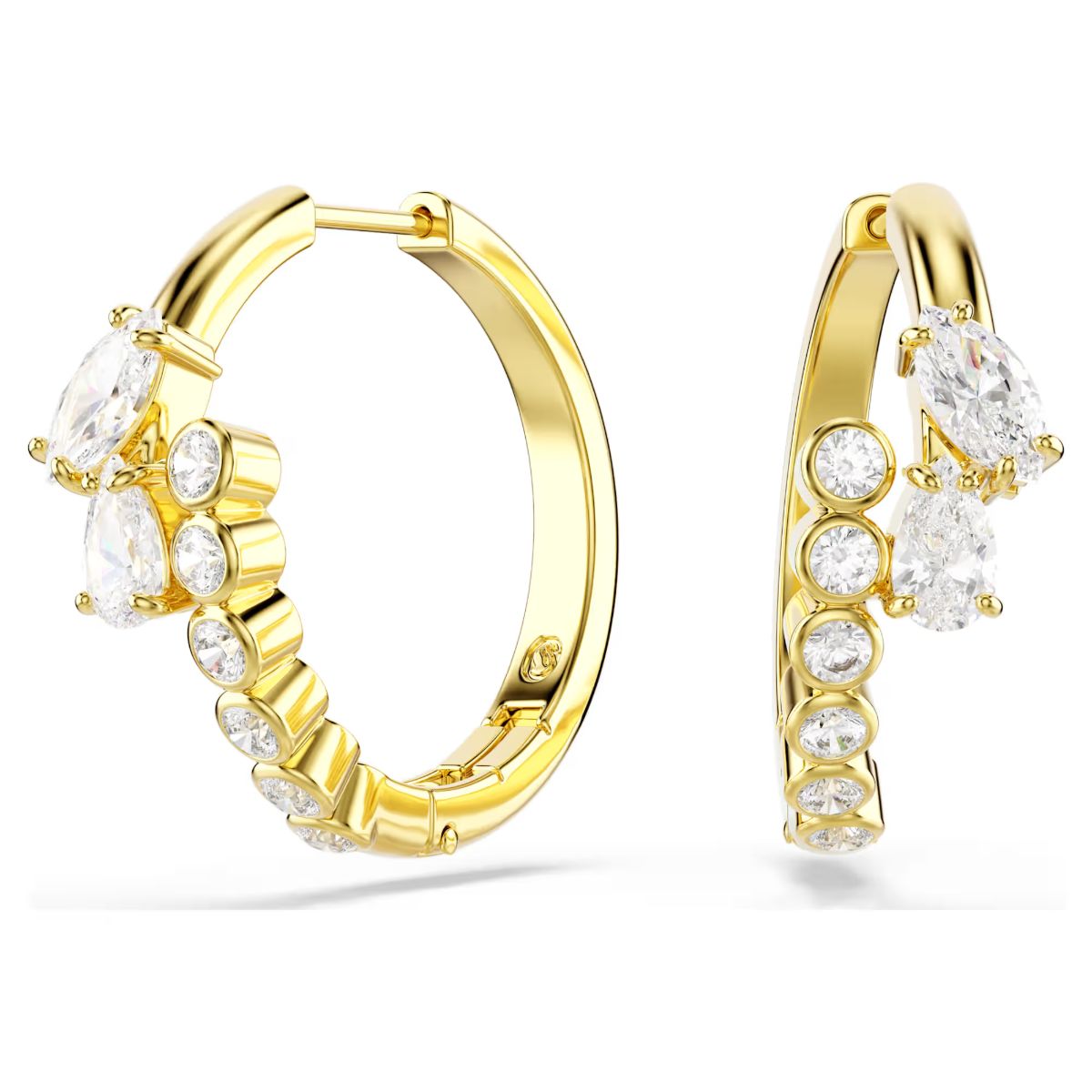 Mesmera hoop earrings Mixed cuts, White, 18K gold plated