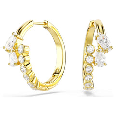 Mesmera hoop earrings Mixed cuts, White, 18K gold plated