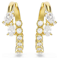 Mesmera hoop earrings Mixed cuts, White, 18K gold plated