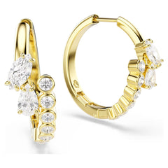 Mesmera hoop earrings Mixed cuts, White, 18K gold plated