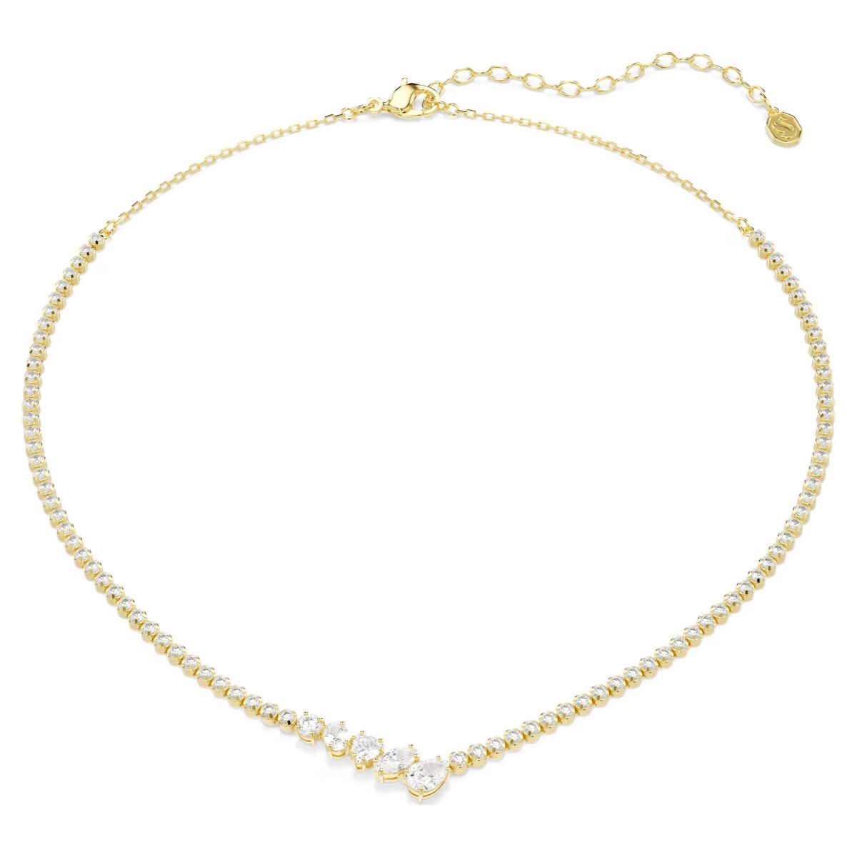 Mesmera necklace Mixed cuts, White, 18K gold plated
