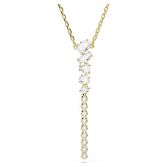 Mesmera Y necklace Mixed cuts, White, 18K gold plated