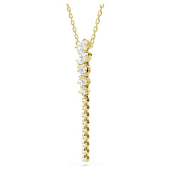 Mesmera Y necklace Mixed cuts, White, 18K gold plated