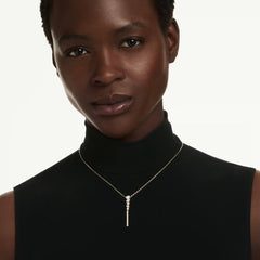 Mesmera Y necklace Mixed cuts, White, 18K gold plated
