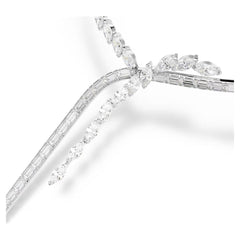 Mesmera Y necklace Mixed cuts, White, Rhodium plated