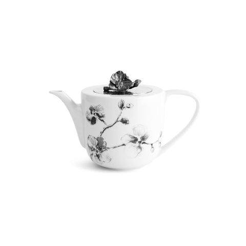Black Orchid Porcelain Teapot