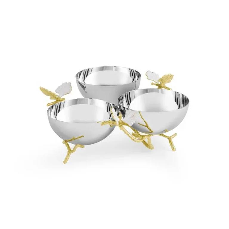 Butterfly Ginkgo Gold Triple Bowl