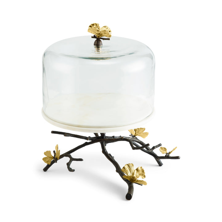 Butterfly Ginkgo Cake Stand W/ Dome