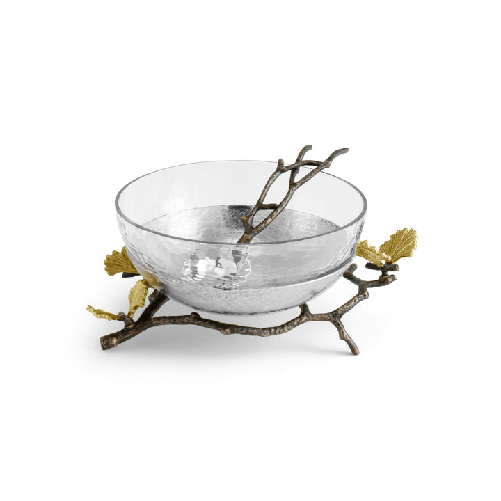 Butterfly Ginkgo Glass Nut Dish W/ Spoon
