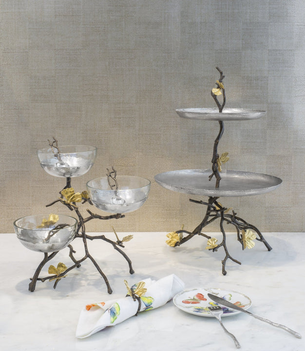 Butterfly Ginkgo Triple Bowl Set W/ Spoons