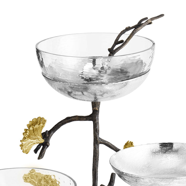 Butterfly Ginkgo Triple Bowl Set W/ Spoons