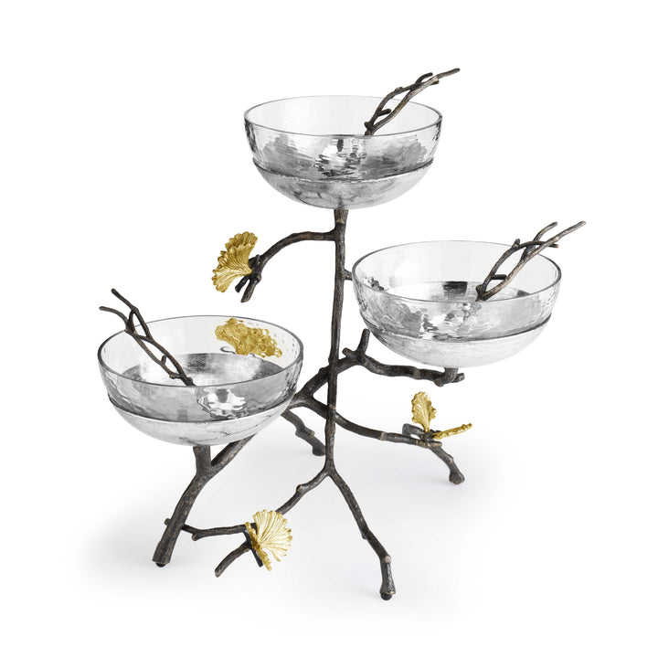 Butterfly Ginkgo Triple Bowl Set W/ Spoons