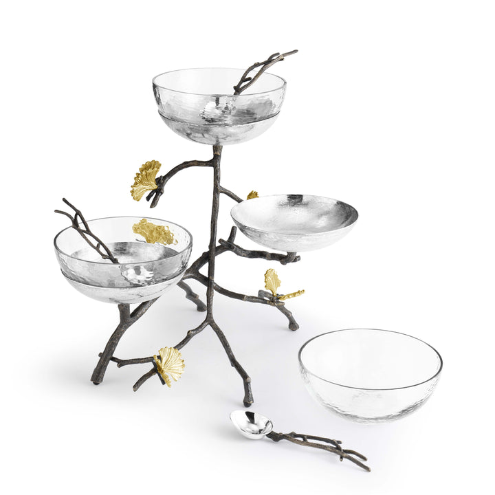 Butterfly Ginkgo Triple Bowl Set W/ Spoons