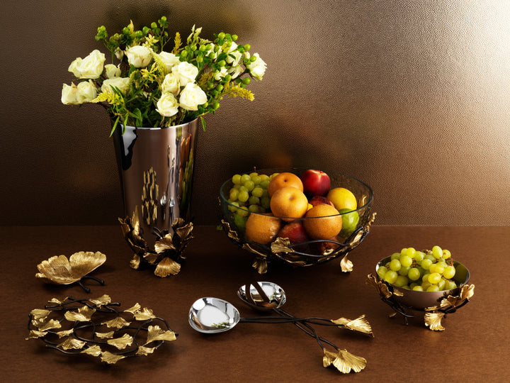 Golden Ginkgo Medium Glass Bowl