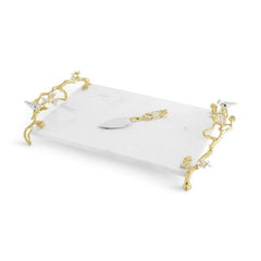 Lovebirds Silver & Gold Chesseboard w Knife