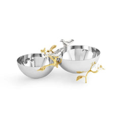 Lovebirds Silver & Gold Double Dish